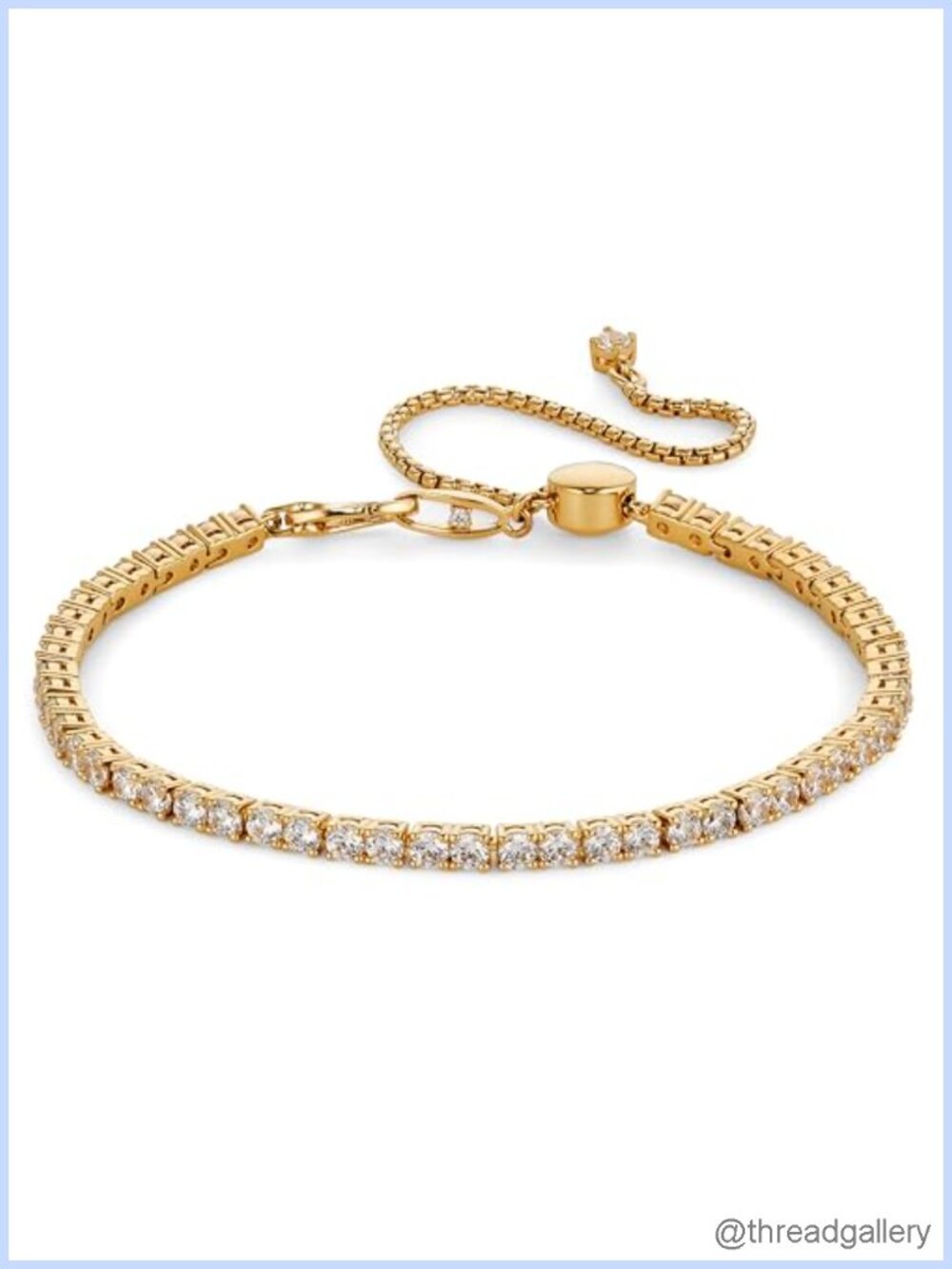 Adjustable Tennis Bracelet 18K Gold Plated Brass Cubic Zirconia